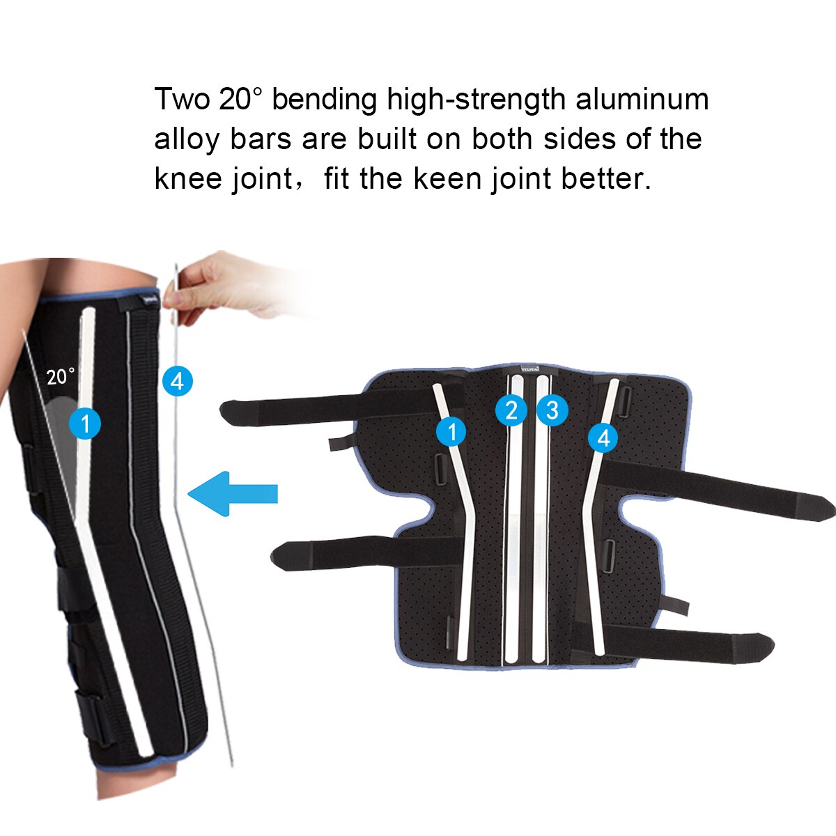 VELPEAU Leg Splint Full Leg Support For Knee Dislocation Or Post-Operative Protection Support Brace Surgery Recovery