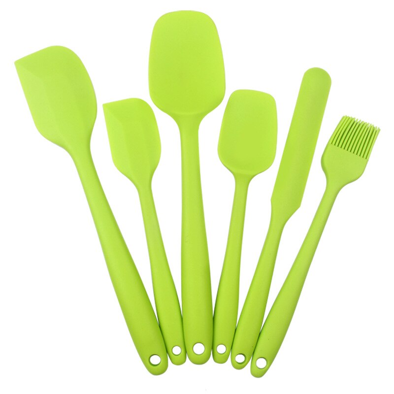 Kitchenware 6-Piece Silicone Spatula BPA-Free Non-Stick Silicone Spatula Spoon Oil Brush Set Baking Tools Cake Cream Spatula: Green