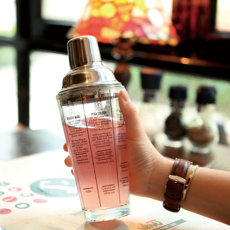 Glass Cocktail Shaker Set Mixer Wine Martini Boston Shaker for Bartender Drink Party Bar Accessories Home Bars Spoon Tools Kit