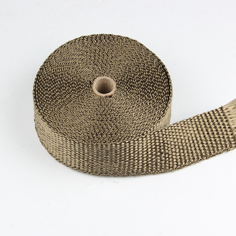 5.08 Cm X 1.59 Mm X 5 M Titanium Uitlaat/Header Heat Wrap Downpipe Isolatie Bandage Tape Roll met Roestvrij Banden Kit