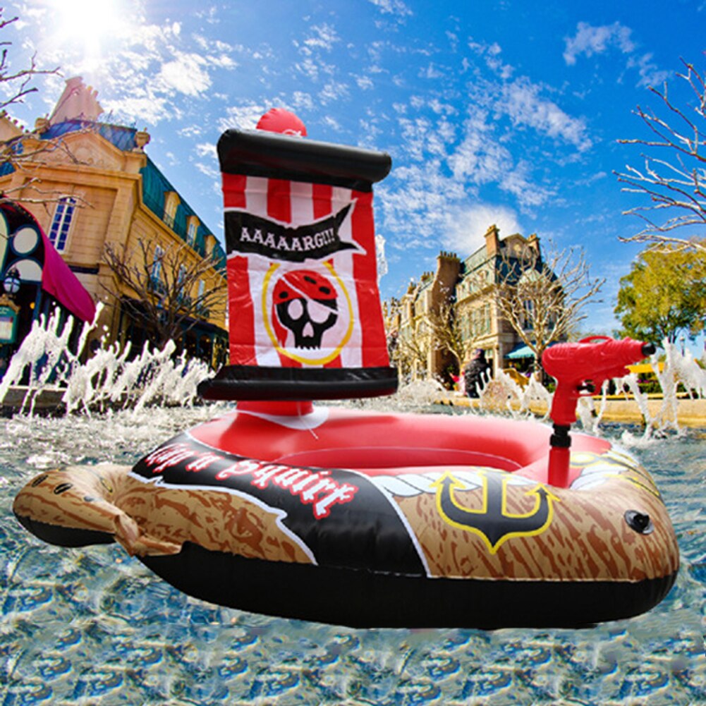 Inflatable Pirate Boat Durable Cooling Swimming Pool Float Sprinking Toy for Children