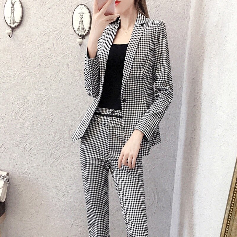 Dames effen revers pak set elegant broekpak lange mouwen blazer en
