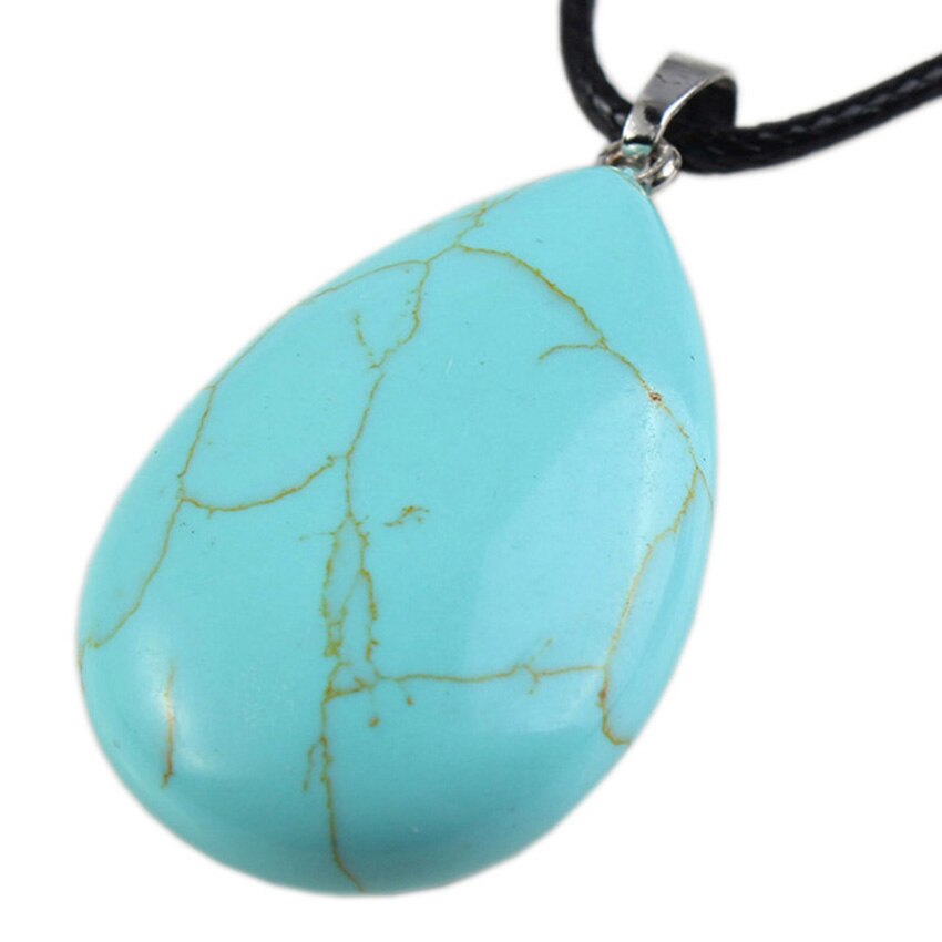 KFT Placcato Argento Naturale Cristallo di Quarzo Pietre Pendenti Con Gemme E Perle Lapis Lazuli Nero Agate Waterdrop Del Pendente In Pietra Gioelleria Raffinata E Alla Moda: Turquoise