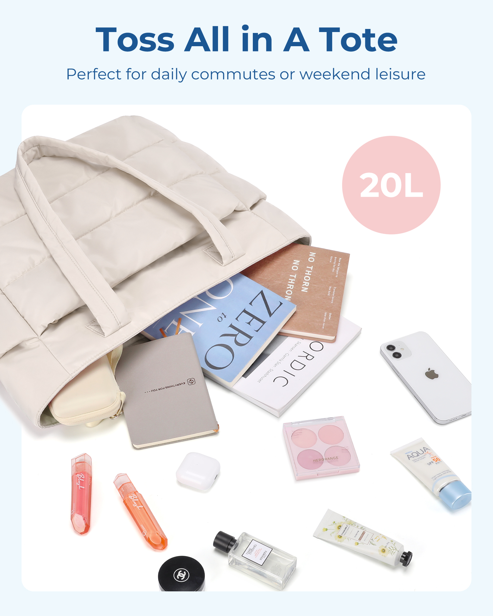 BAGSMART Bolsa feminina de grande capacidade, cor sólida, bolsa versátil para viagens, trabalho, estudante, classe, sacola de compras