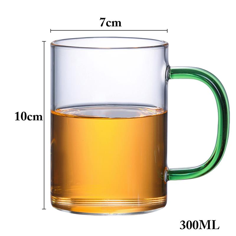 Tasse à boire en verre épais Transparent | Résistant à la chaleur de 300ml ustensiles à manche coloré tasse de thé, tasse de bière en verre pour la maison