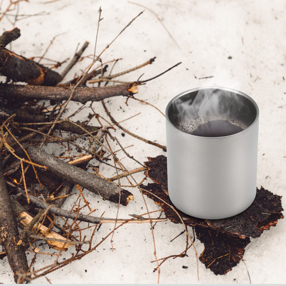 TOMSHOO 220/350/450/600ml Double Wall Titanium Water Cup Coffee Tea Mug for Home Office Outdoor Camping Hiking Picnic
