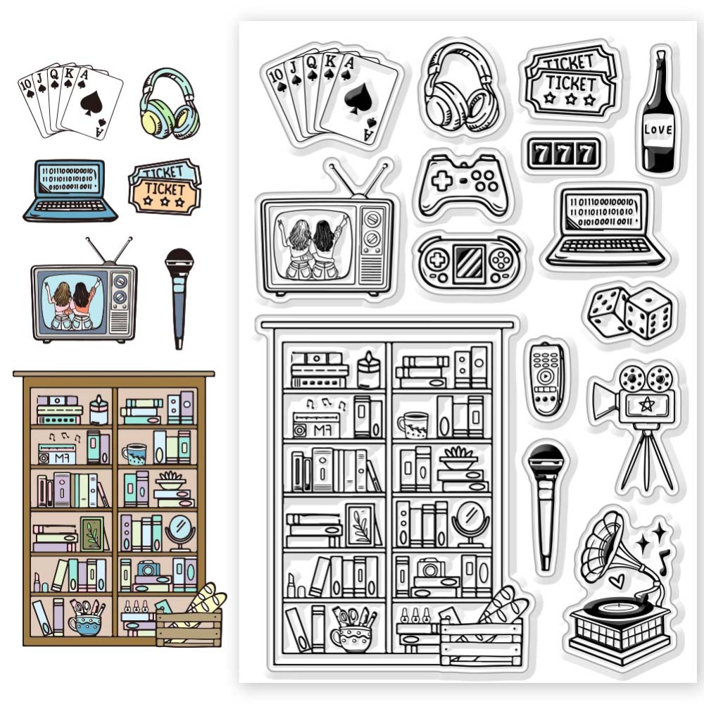 1pc tecknade fåglar genomskinliga stämplar roliga fåglar genomskinliga stämplar födelsedagsfågel silikonstämplar för gör-det-själv scrapbooking fotoalbum dekorativa: Guld-