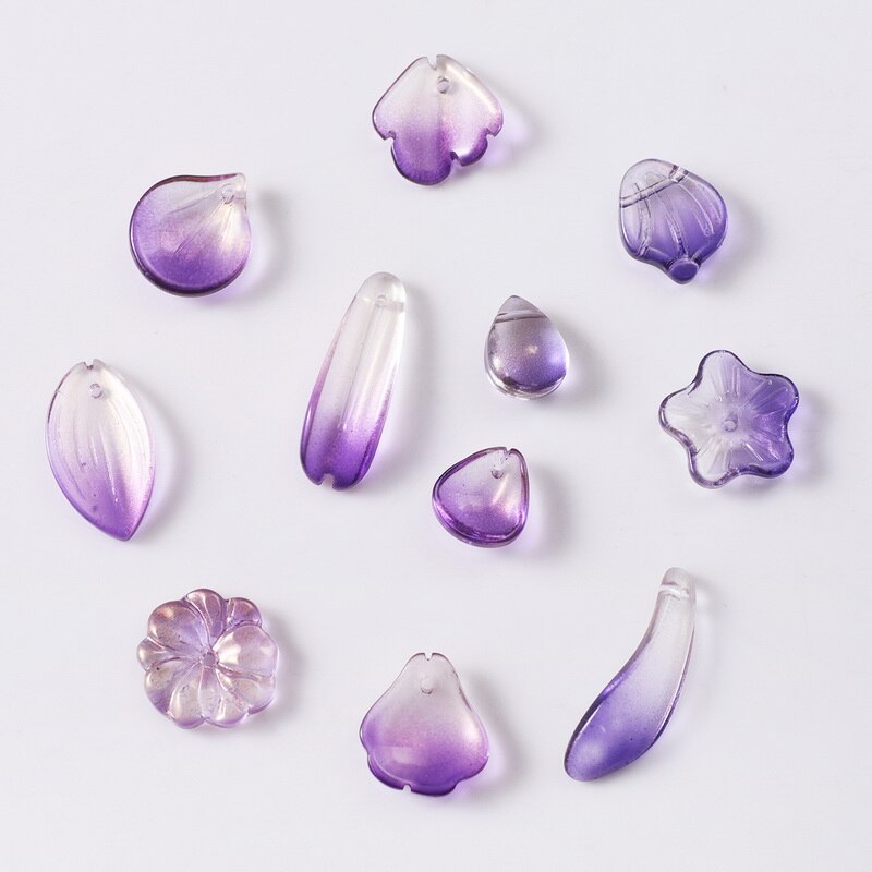 10 st kronblad lampwork pärlor flerfärgade glaspärlor för smycketillverkning handgjorda gör-det-själv-håraccessoarer sömnadstillbehör