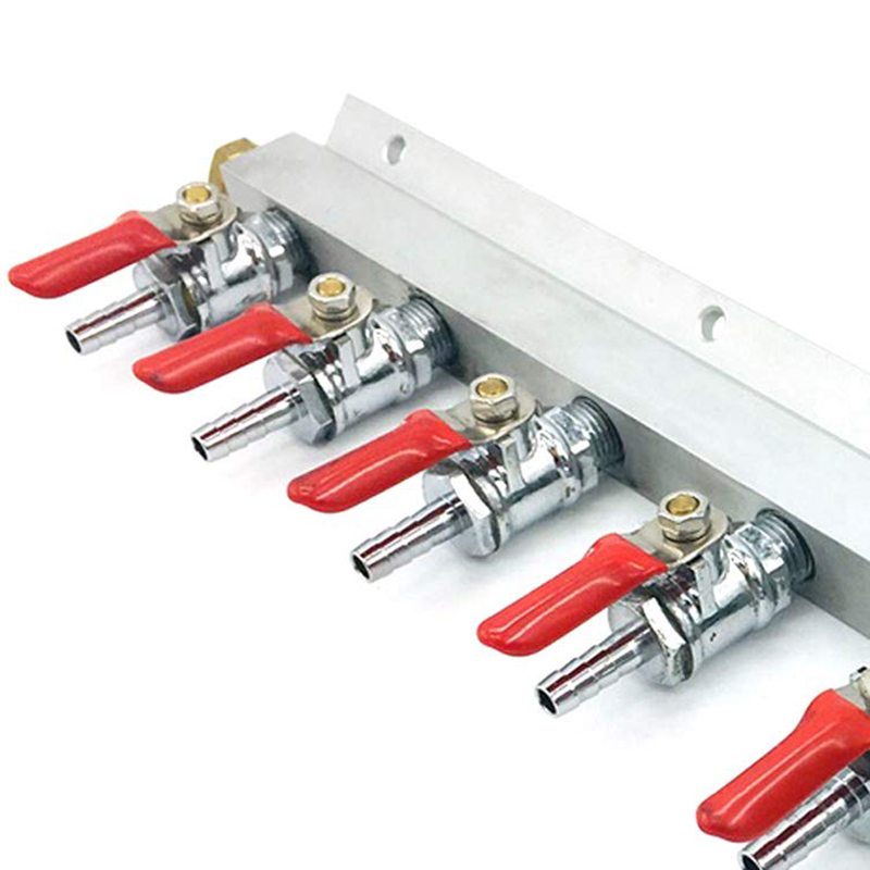 Best 6 Way Aluminum CO2 Gas Distribution Manifold Splitter 1/4 Inch Barbed Inlet and Outlets Homebrew Beer Kegerator CO2 Splitt