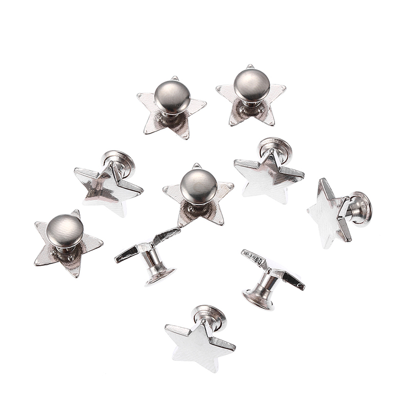 Juego de 10 tachuelas para bolsos de ropa, tachuelas y pinchos para ropa, remaches planos de estrellas, tachuelas de cuero, accesorios para ropa artesanal