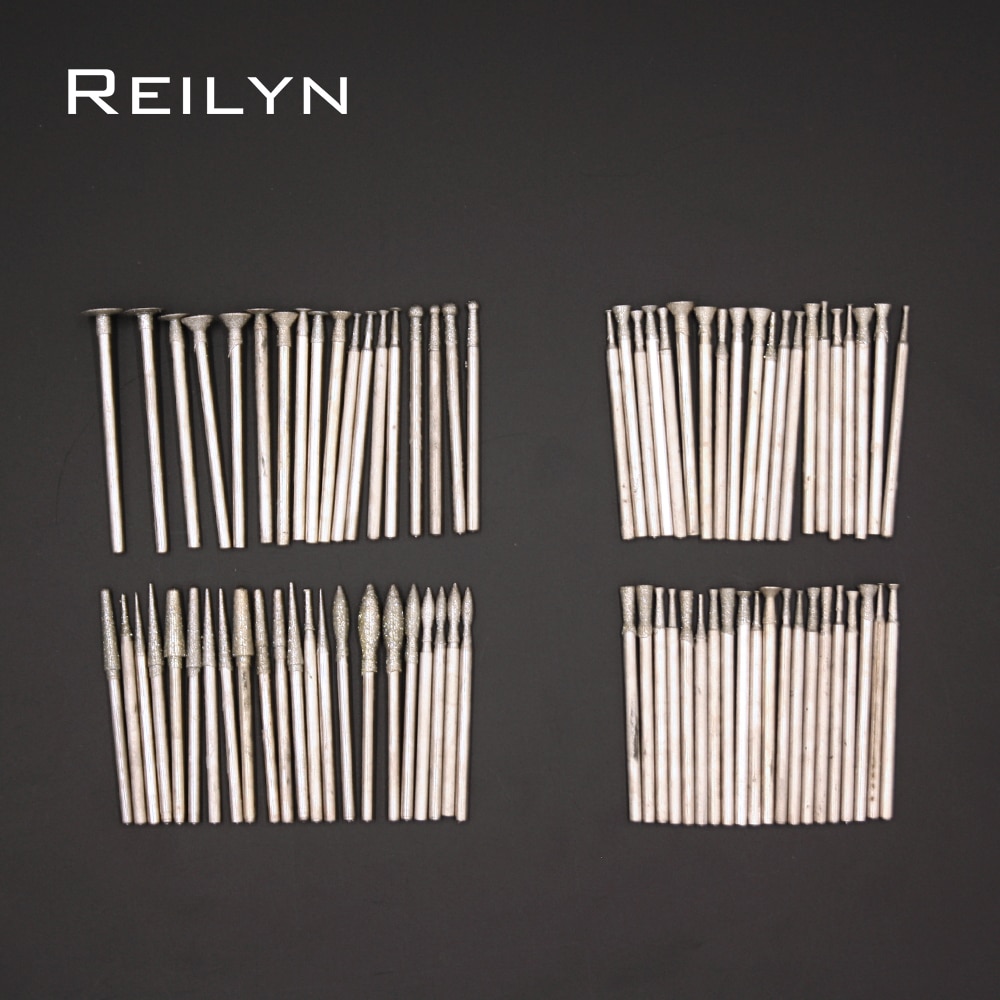 80pcs/set 2.35mm shank grinding bits dremel tools polishing Emery diamond bits peeling polishing grinding