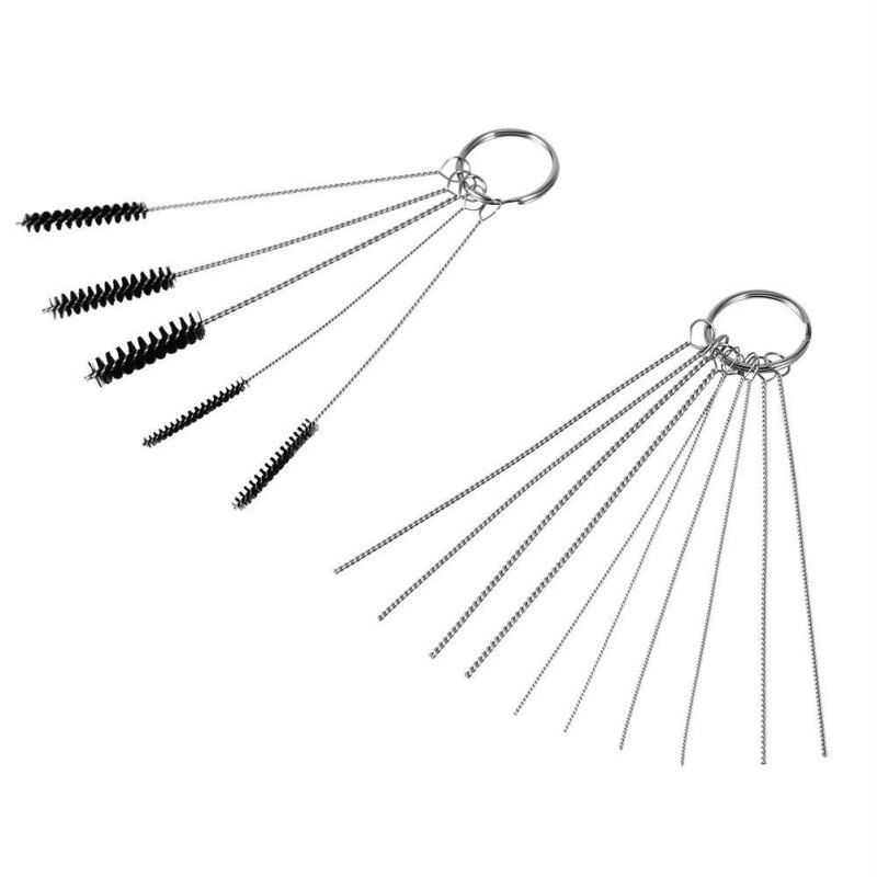 Conjunto de limpeza de agulhas carburador, jato de sujeira de carbono, limpeza, agulhas de limpeza, kit de ferramentas de nylon: C