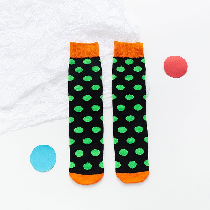 Dziecko dzieci kolana wysokie modne skarpetki z nadrukiem dziewczyny dzieci skarpetki na wiosnę jesień dziecko maluchy chłopiec dziewczyna długie skarpetki kropki 2-12Y: czarny