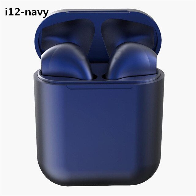 Auricolare Bluetooth TWS cuffie senza fili auricolari Wireless Stereo Fone De Ouvido auricolari Bluetooth cuffie vivavoce con microfono: i12 Navy