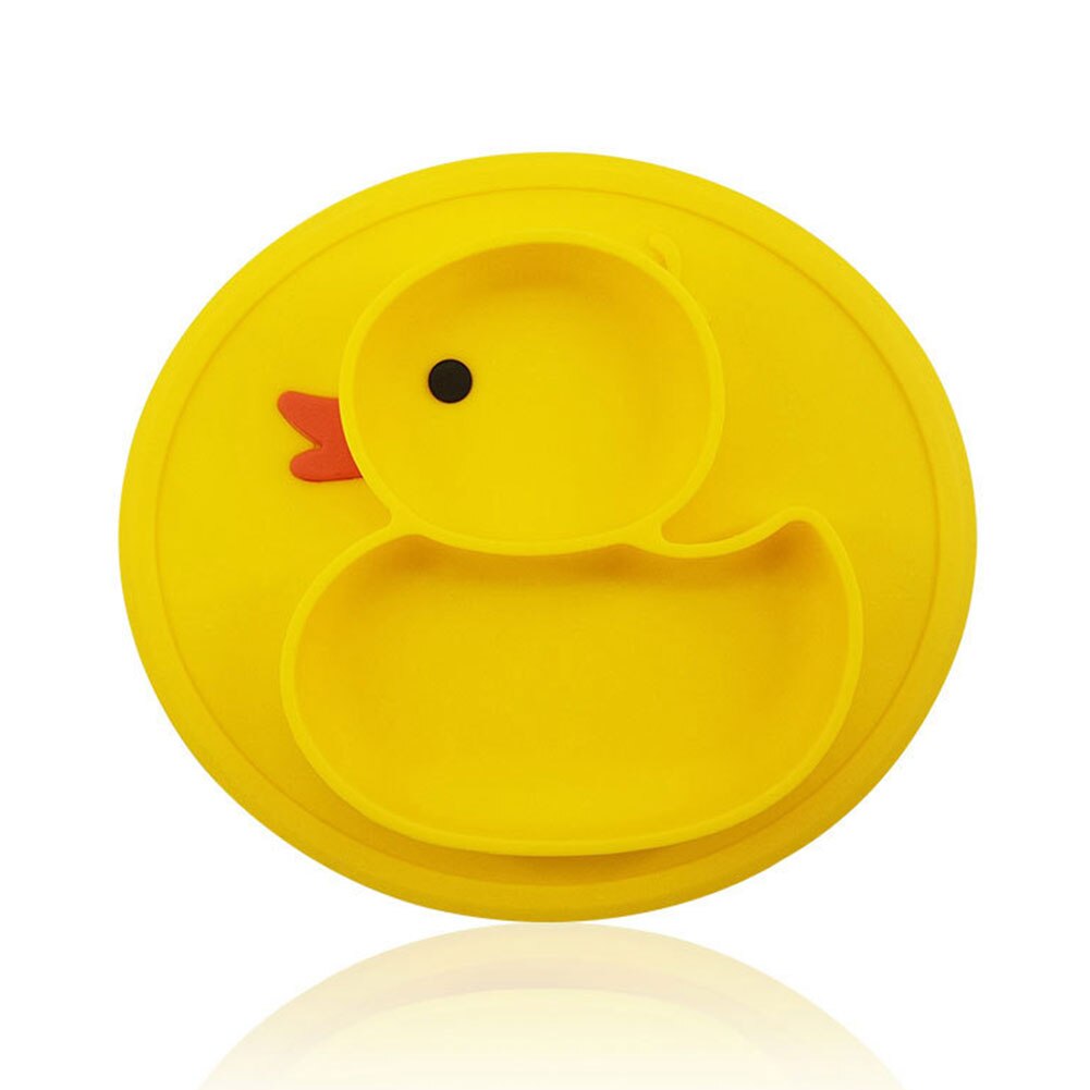 Plato de pato antideslizante duradero para bebé, fácil de limpiar Mantel Individual, tazón de alimentación, plato de silicona, comida, frutas, viaje en casa, fuerte succión