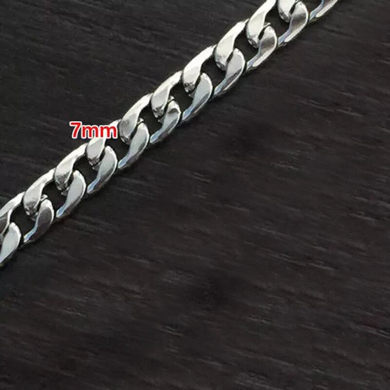 Punk Stainless Steel Necklace for Men Women Cuban Link Chain Chokers Hiphop VintageTone Solid Metal: 7mm