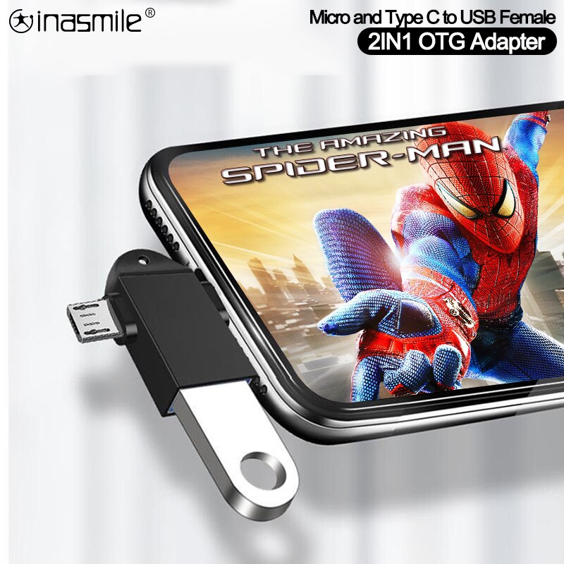 Adaptador OTG 2 en 1 Tipo C macho a Conector Hembra USB para ratón U, convertidor de Cable usb para teléfono móvil