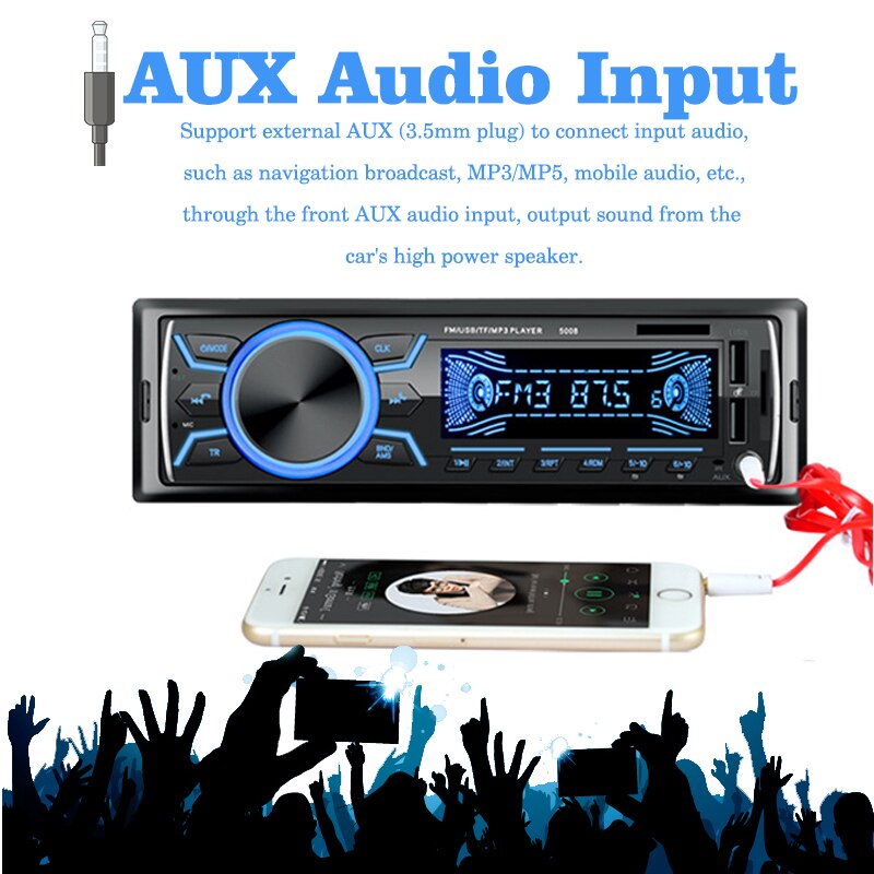 Samochodowy odtwarzacz MP3 Bluetooth 1 hałas radio samochodowe MP3/WMA/WAV obsługa radia FM szybkie ładowanie 12V podwójna obsługa USB USB/TF/AUX w