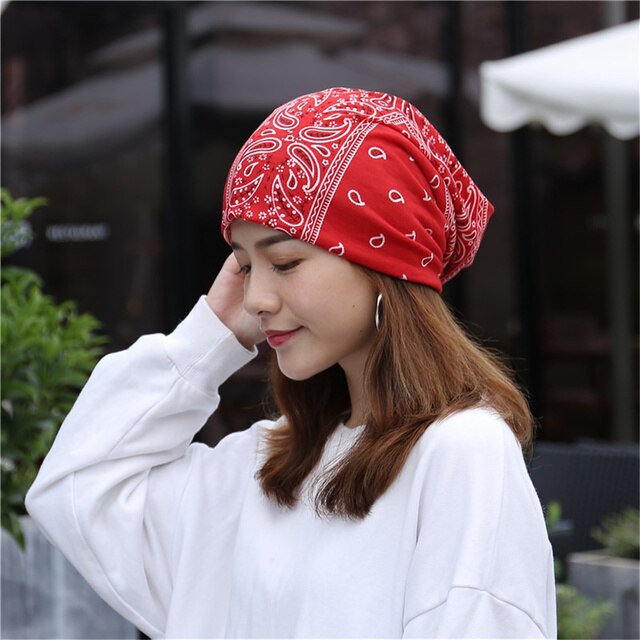 Gorros de estilo étnico para hombre y mujer, gorro de flor de anacardo, bufanda de 2 formas de usar, de Festival