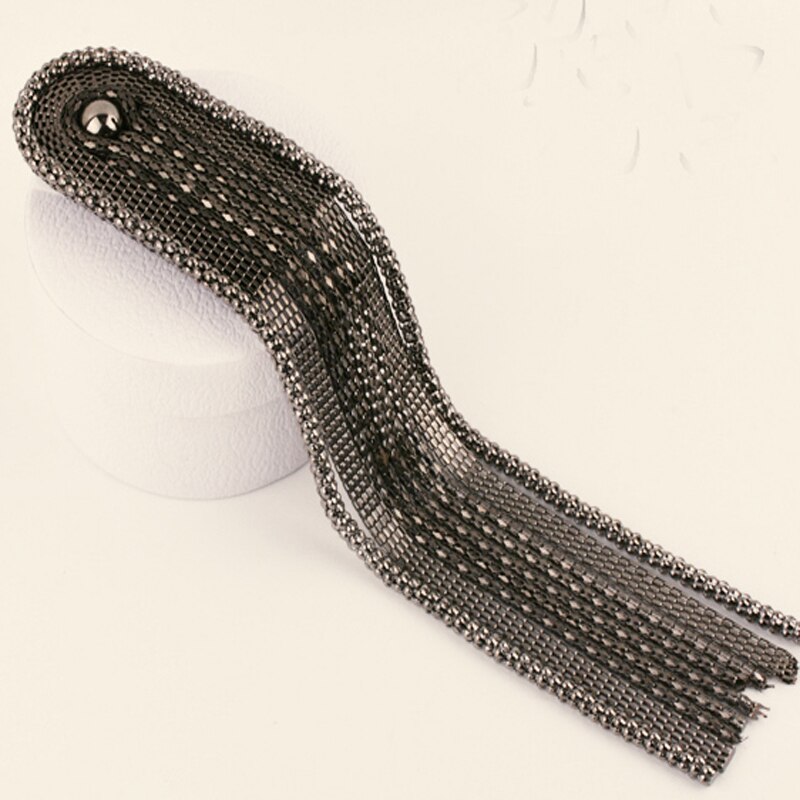 Detailhandel & 2 stuks/paar punk cool zwart zilver goud lange metalen legering kwast epaulet badge gratis feestdecoratie