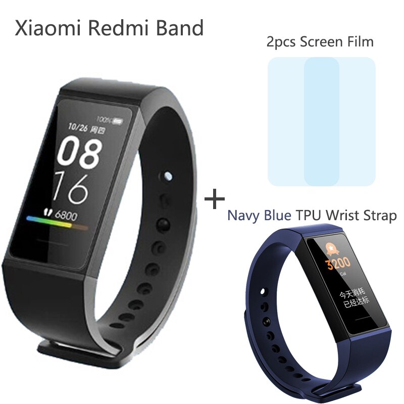 Original Xiaomi Redmi Band Smart Wristband Heart Rate Fitness Sport Tracker Bracelet Multiple Face 1.08 Color Touch Screen: BL n NavyBlue Strap