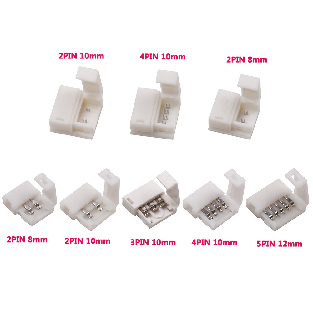 5 stks/partij LED Connector 2 pin/3 pin/4 pin soldeerloze Voor 8mm/10mm 5050 /3528/ws2811/ws2812b/5630/5730 SMD LED Strip Accessoires