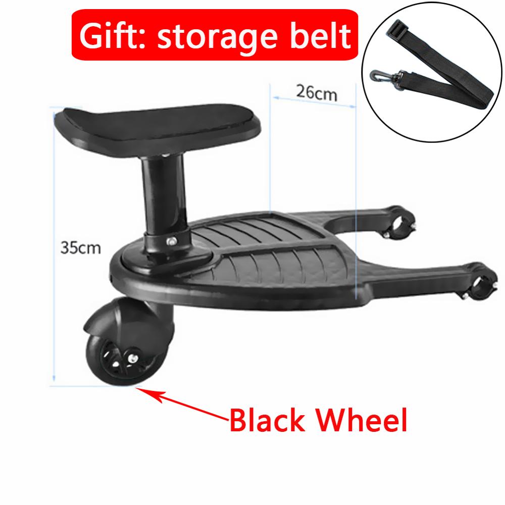 Adaptador de pedal del cochecito para niños, de , de segundos, remolque auxiliar, patinete gemelo, autoestopista, placa de pie con asiento: Scooter Black