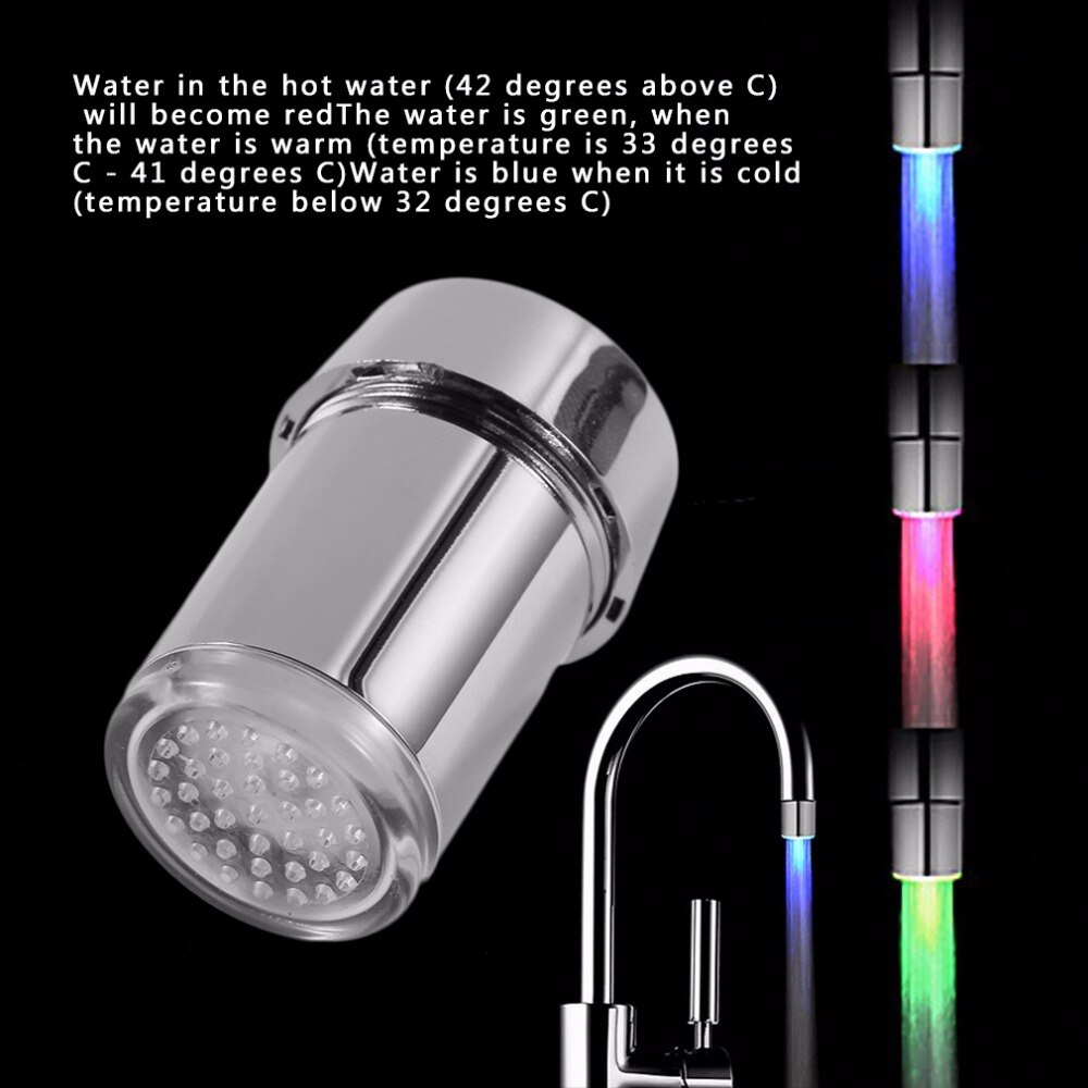 Lumière LED changement de lueur robinet de cuisine douche économie d&#39;eau nouveauté buse de robinet lumineux salle de bains lumière chaude