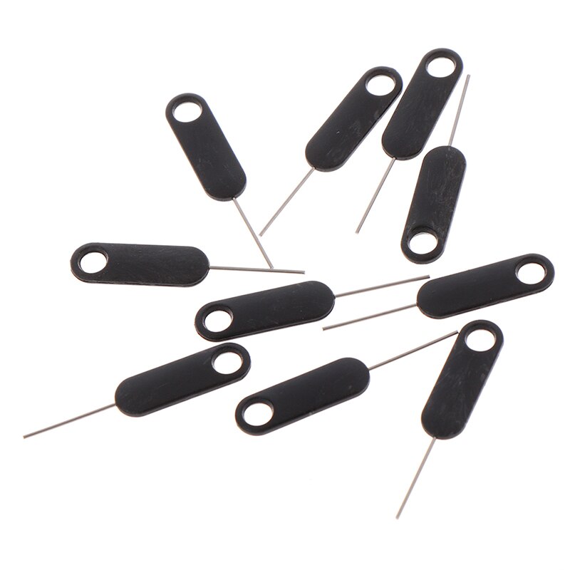 10Pcs Universele Sim Kaart Lade Pin Uitwerpen Verwijderen Naald Opener Ejector voor Smartphones Tabletten Zwart