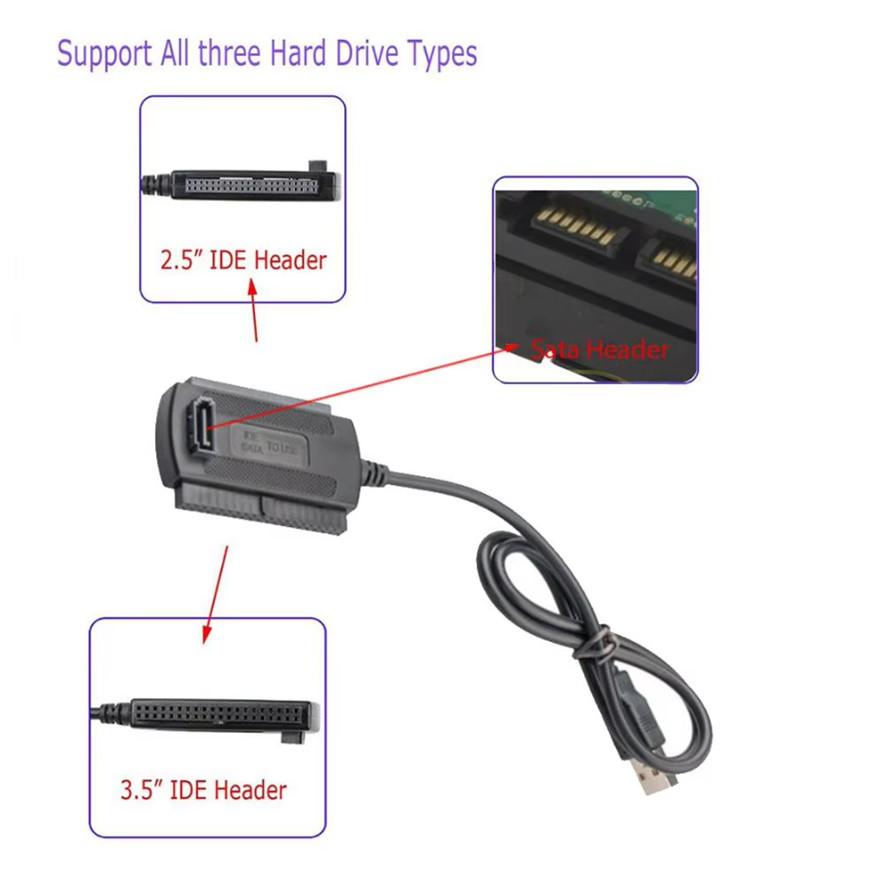 Interfejs USB robić podłączenia dysków twardych 2,5 i 3,5 cala IDE i SATA, adapter konwerter USB 2.0 na IDE SATA S-ATA HDD