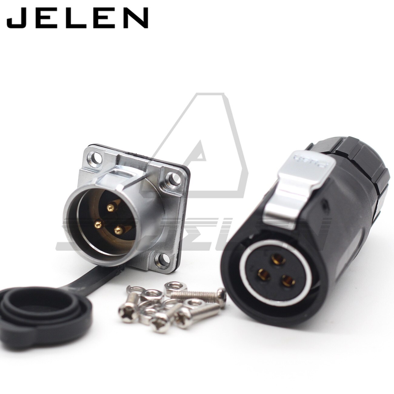 XHE20, Waterproof connector 3 pin power cable connector plug female & socket male LED panel mounting power connector IP67