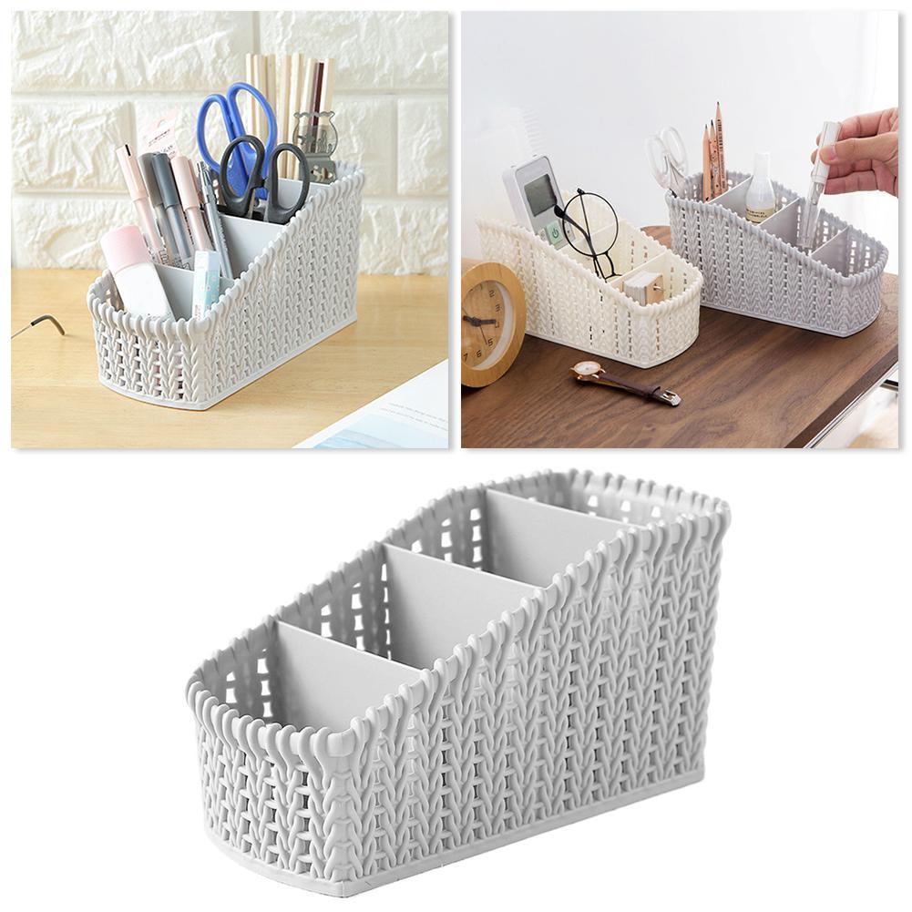 Desktop Storage Pen Case Plastic Material Finishing Box Debris Student Storage Cosmetic Stationery Supplies Desk B D0I3