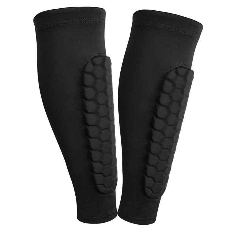 2 sztuk piłka nożna ochraniacz piszczeli dla piłkarzy Honeycomb antykolizyjna nalogenniki Protector opaska na łydkę Kickboxing Shinguards dorośli młodzież: Black / XL