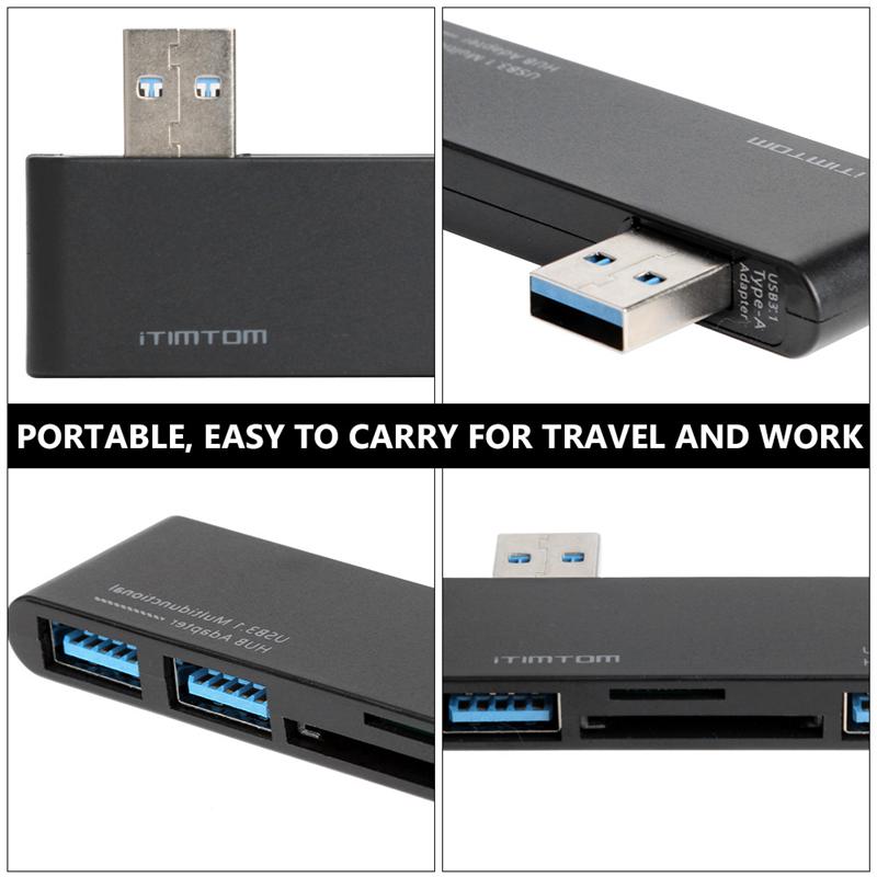 Adapter for bærbar pc usb 3.0 hub ekstern 5 porter adapter splitter 3 usb utvider sd tf kortleser datamaskin tilbehør