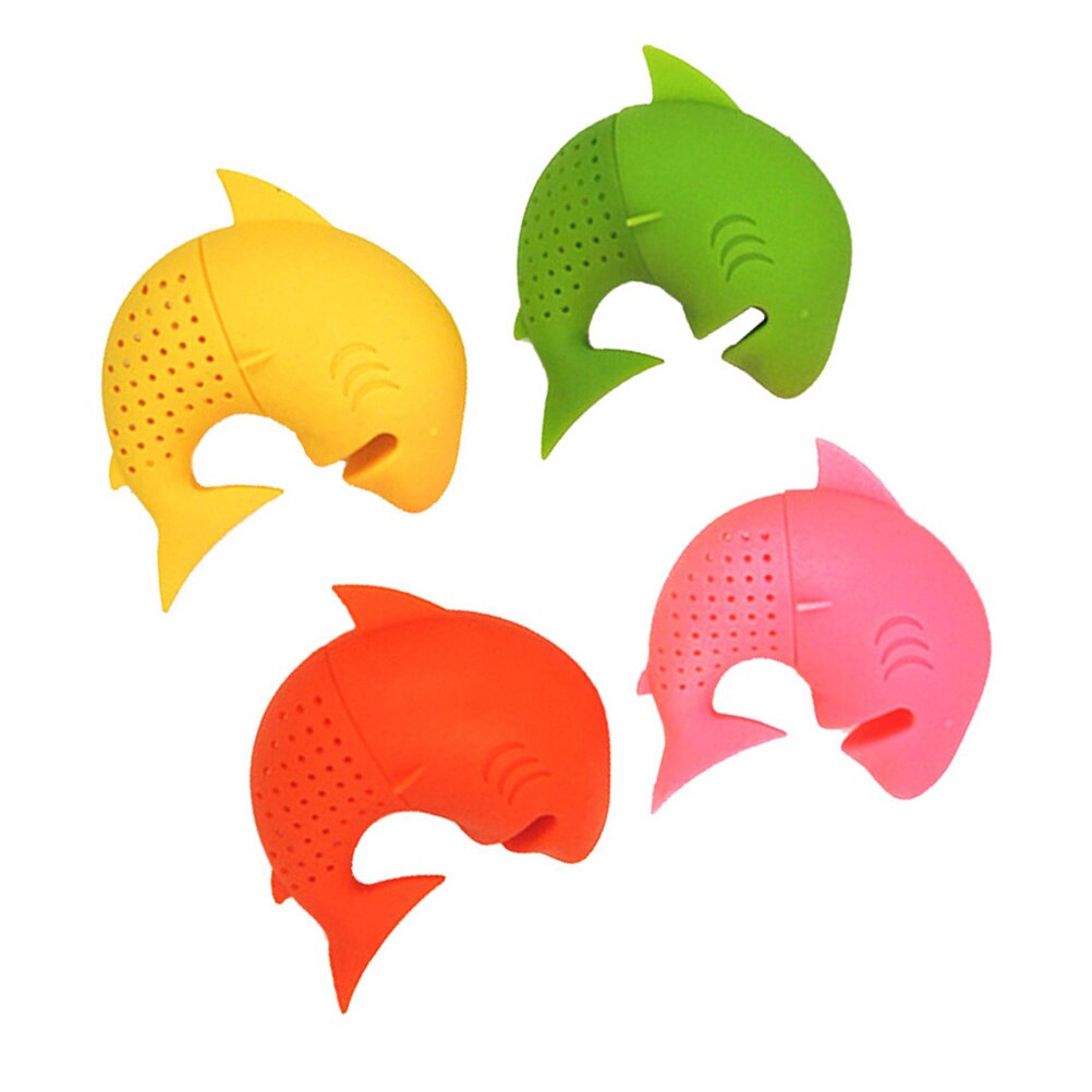 3Pcs Shark Thee-ei Herbruikbare Losse Blad Thee Zeef Filter Diffuser Siliconen Keuken Gereedschap Gadgets (Willekeurige Kleur)