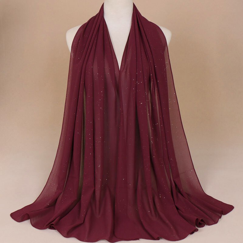 women gold chiffon hijab scarf solid color muslim head shawls and wraps pashmina bandana female foulard ladies hijab stores: 6