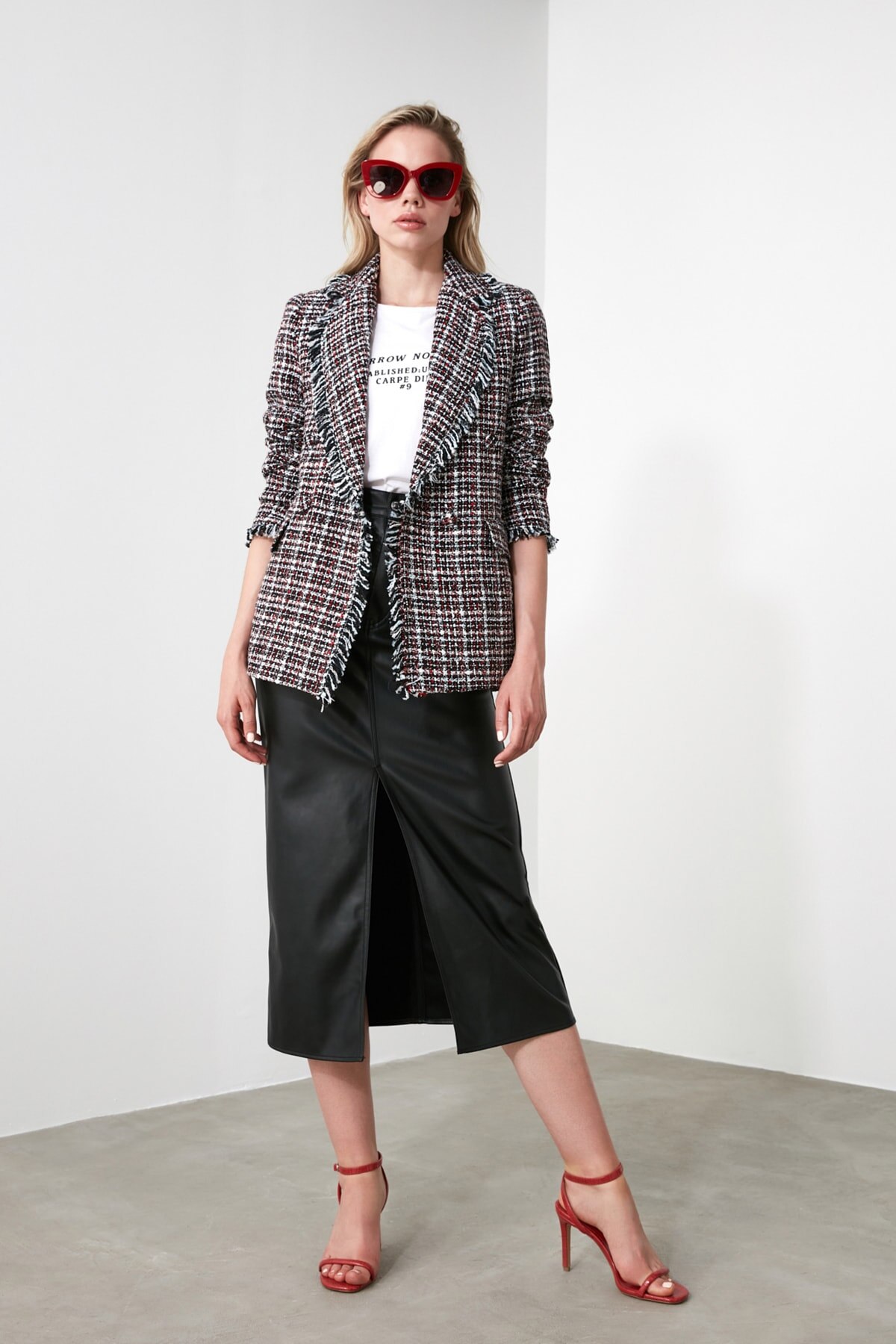 Trendyol Tweed Tassels Jacket Coat TWOAW21KB0058