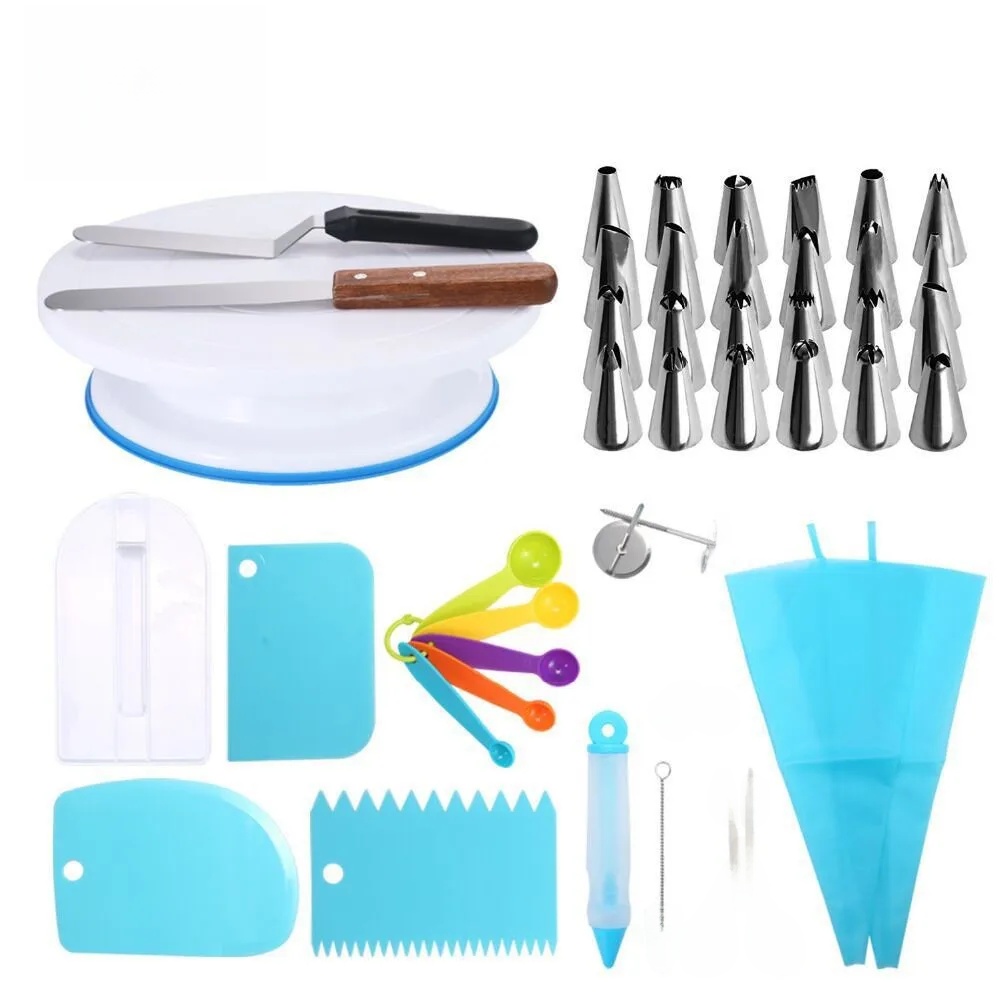 137-Piece Set Baking Tools Cake Decorating Turntable with Labels No Brand Name Chinese Material Home Baking Accessories: PURPLE