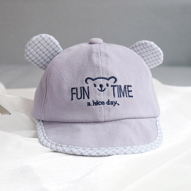 Cartoon Beer Baby Cap Met Oren Zachte Katoen Borduren Baby Meisje Jongen Kids Baseball Cap Lente Zomer Verstelbare Baby Zon hoed: gray