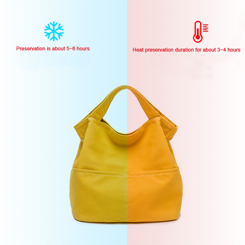 Draagbare Canvas Lunch Tas Vrouwen Outdoor Camping Wandelen Picknick Voedsel Koeler Pouch Reizen Eten Opslag Thermische Pakket Accessorie