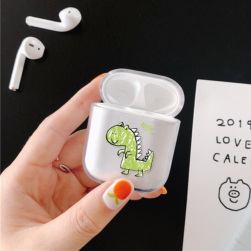 Hard PC Transparent Earphone Cases For Apple AirPods 1 2 Charging Box Cute Cartoon Cactus Crystal Cover Bag For Airpods Cases: A308