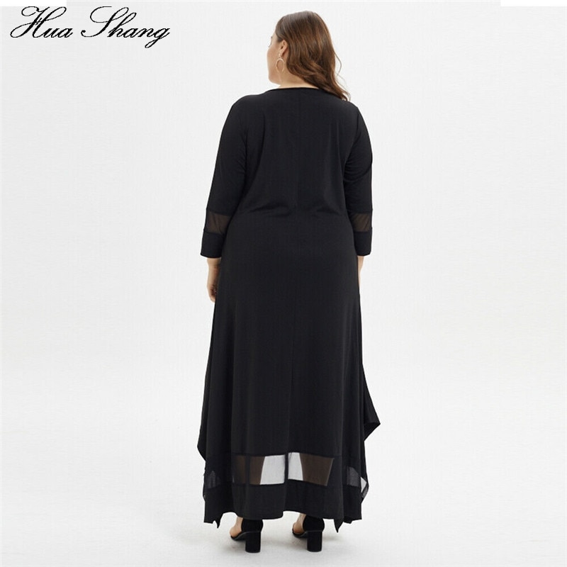 Vestido holgado talla grande musulmán verano cuello redondo Casual Maxi vestido largo negro mujer túnica vestidos irregulares