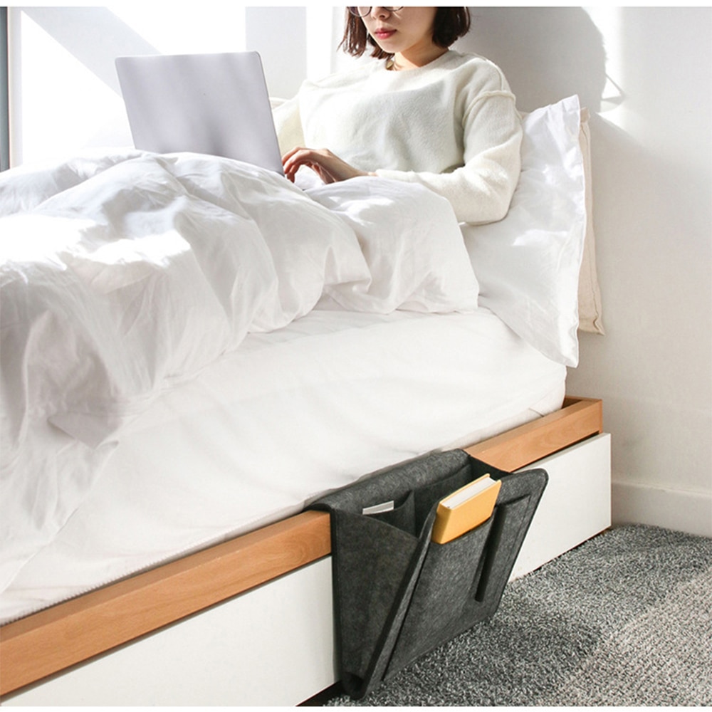 Bed Opbergtas Pocket Vilt Nachtkastje Opknoping Organizer Slaapzaal Boek Tijdschrift Tv Remote Caddy Stapelbed Houder Voor Tafel sofa