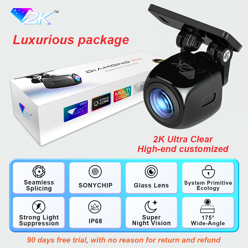 AHD 1920x1080P Car Rear View Camera 200° for Fisheye Golden Lens Full HDR Night Vision Vehicle back car reversing Front Camera: Orange