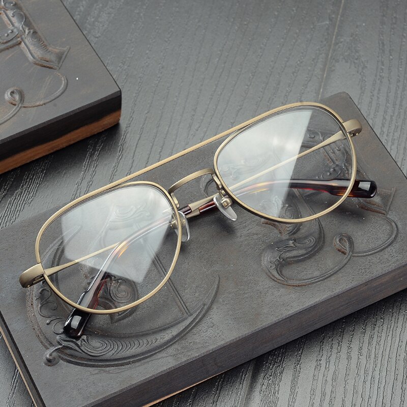 Zerosun Titanium Glasses Frame Men Aviation Eyeglasses Man Vintage Prescription Spectacles Small Nerd Points Eyewear Gold