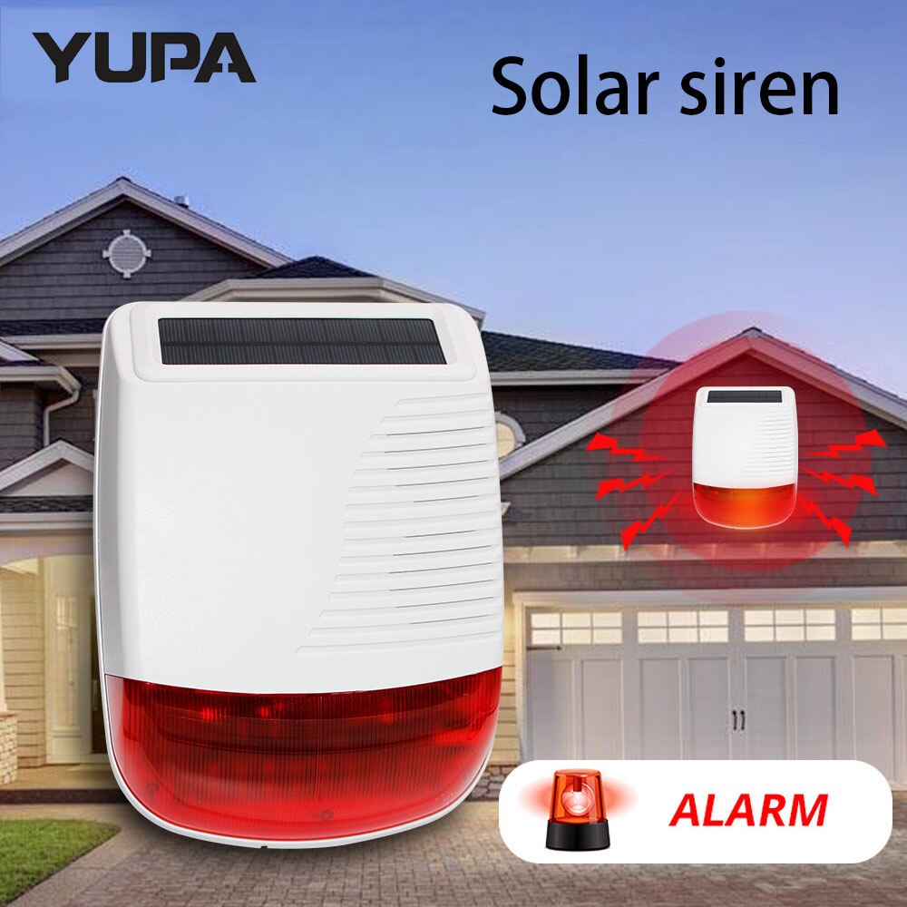 Yupa trådløs  rf 433 mhz udendørs solcelledrevet strobe lys sirene vandtæt flash sirene kan bruges som en alarm vært
