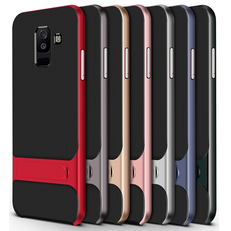 Luxury Full Cover for Samsung Galaxy A6 / A6 Plus + Phone Cases 3D Stand Silicone Hybrid 360 Protective Back Armor Fundas