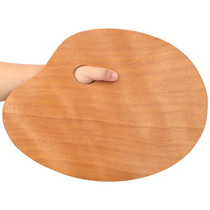Paleta de pintura al óleo ovalada sellada acrílica hermosa y duradera de sólida de madera Arte Simple herramientas de pintura tablero de Color Q6PA