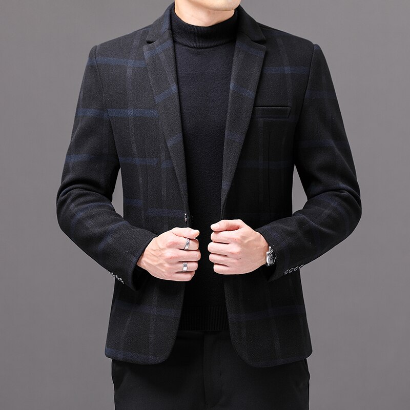 Brand clothing Men's Casual Business Plaid Slim Fit Suit Jacket Formal Dress Blazers Jacket Suit Coat S-3XL