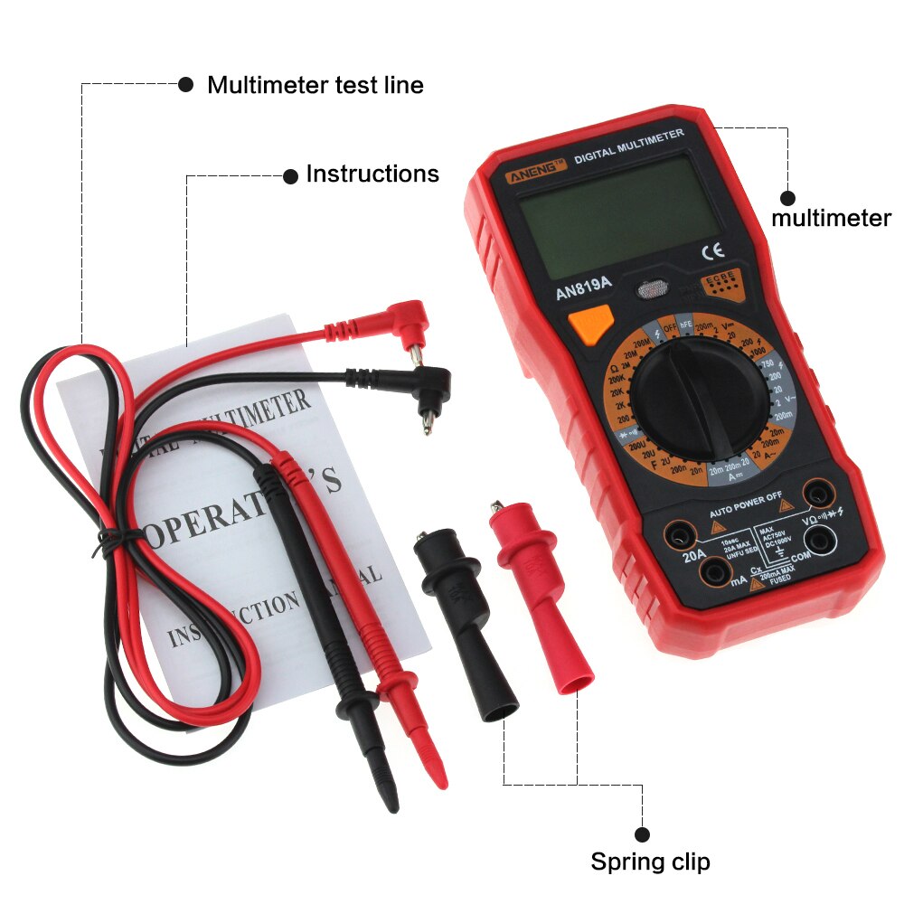 AN8002 True-RMS digitale multimeter, meet AC/DC-spanningsstroomweerstandtester 6000 Tellingen